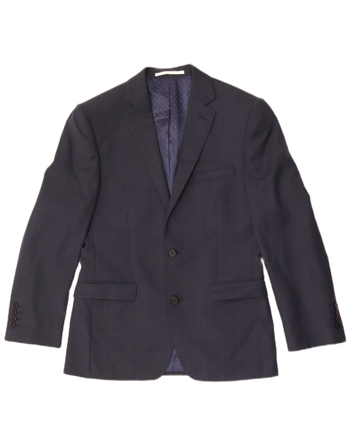 French Connection Veste Blazer 2 Boutons Homme UK 36 Petite Laine Bleu Marine