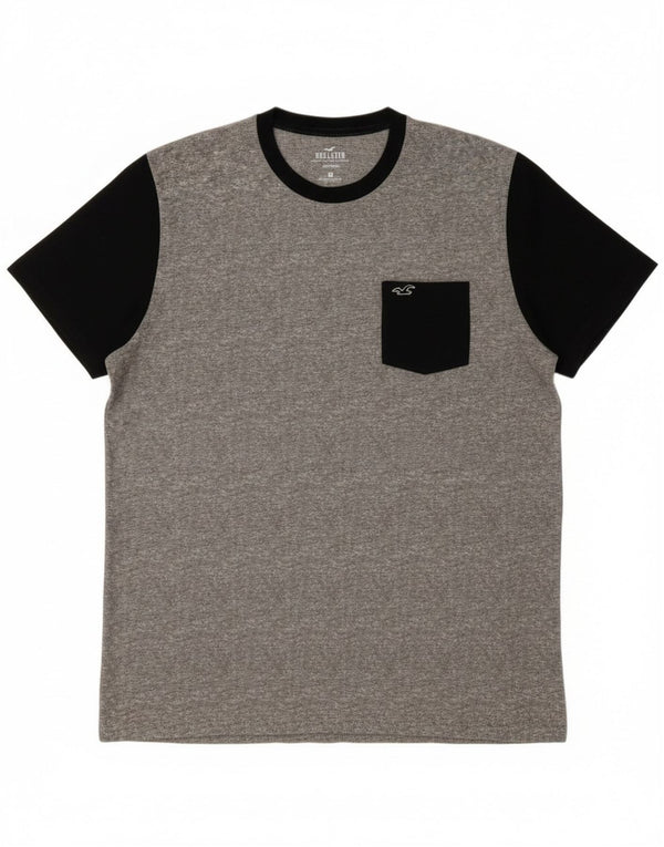 Hollister T-Shirt Homme Haut Large Gris Colorblock Coton