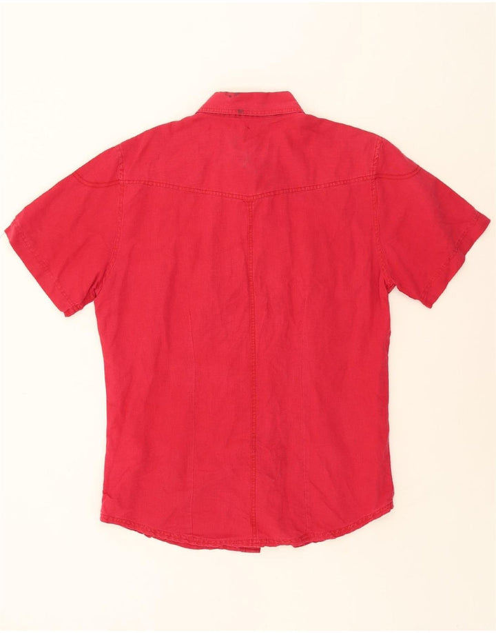 WRANGLER Mens Short Sleeve Shirt Large Red Linen Vintage Wrangler and Second-Hand Wrangler from Messina Hembry 