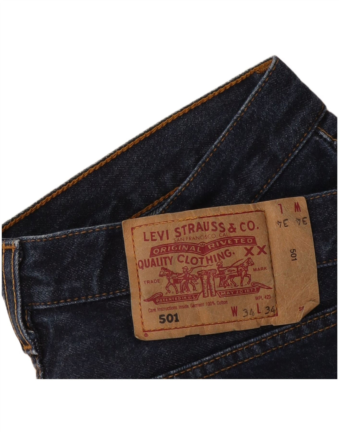 Levi's Short en Jean 501 W34 Large Homme Bleu Marine