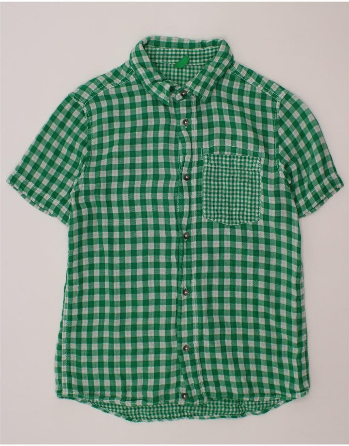 BENETTON Chemise à Manches Courtes Garçon 10-11 Ans Vichy Vert