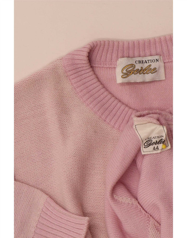 vintage Femme Crew Neck Jumper Pull IT 44 Moyen Rose Floral