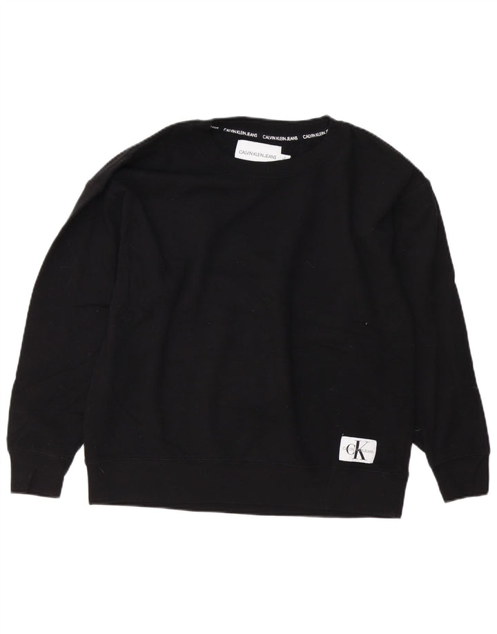 CALVIN KLEIN JEANS Sweat-shirt pour femme UK 14 Medium Noir Coton