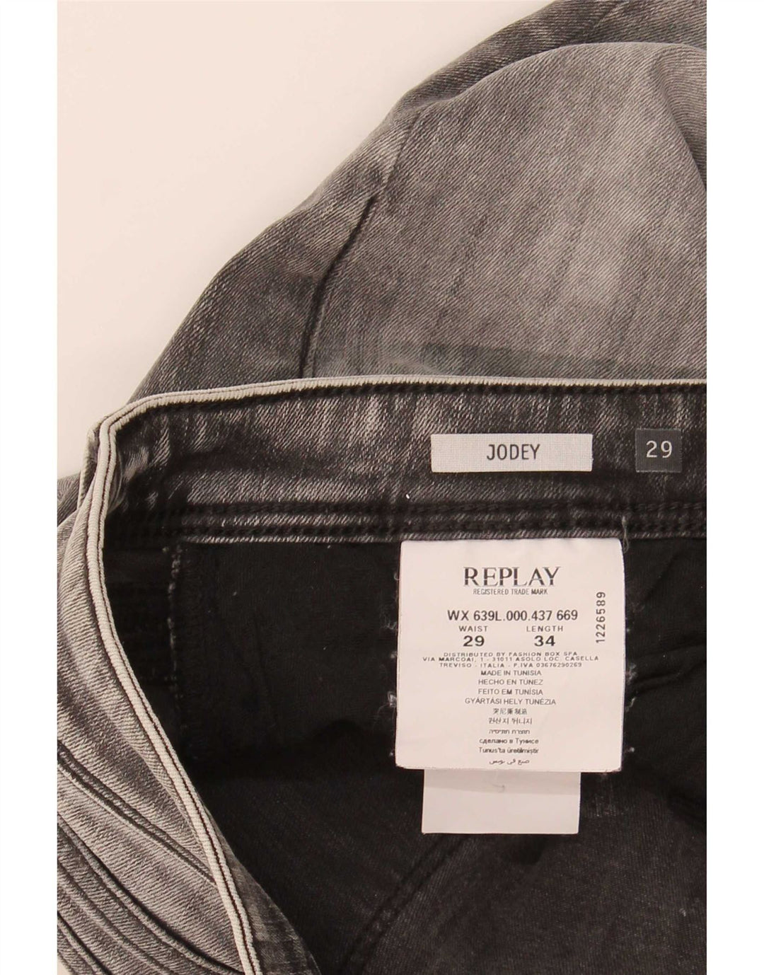 Replay Jean Slim Jodey Femme W29 L29 Gris Coton