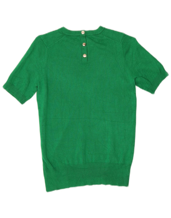 Zara Pull à manches courtes et col bateau pour femme UK 10 Small Vert Viscose