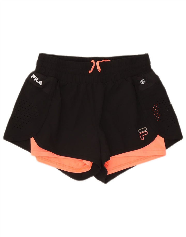 Fila Short de sport graphique pour femme UK 12 Noir moyen