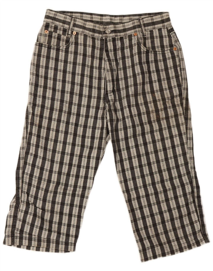 Pit Stop Pantalon Capri Femme W32 L19 Noir Carreaux Coton