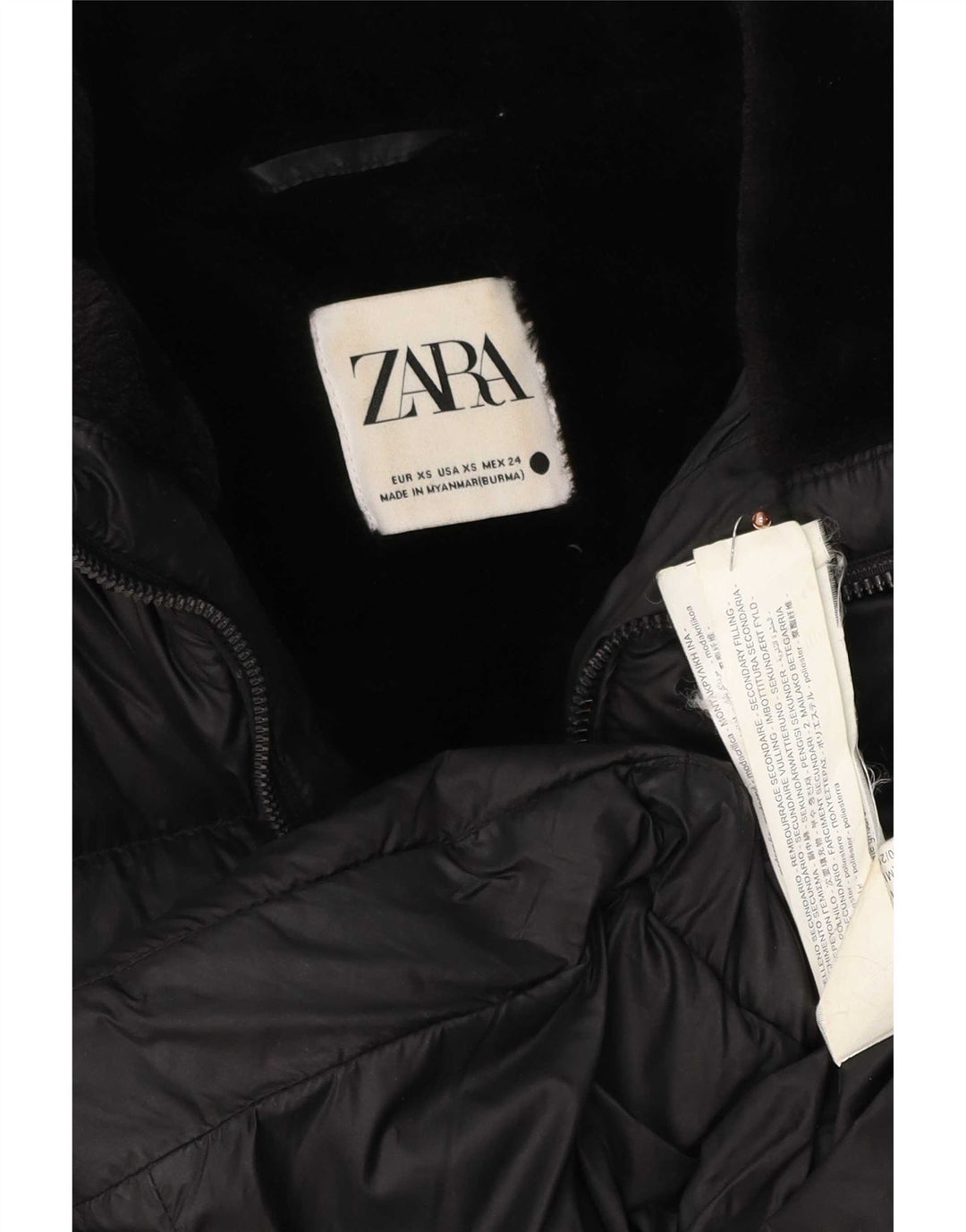 Zara Veste matelassée pour femme UK 6 XS Noir Polyester