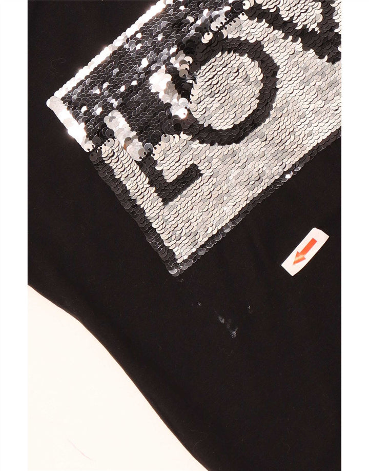 Liu Jo T-shirt graphique pour femme UK 10 Small Noir