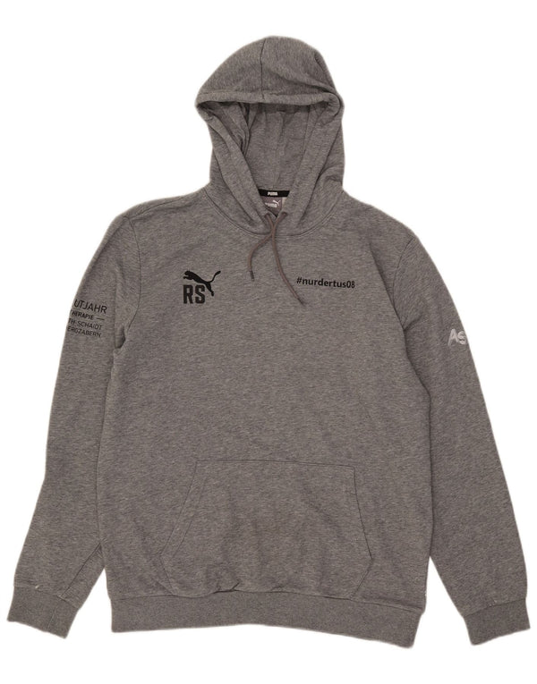 Puma Pull à capuche graphique pour homme en coton moucheté gris moyen