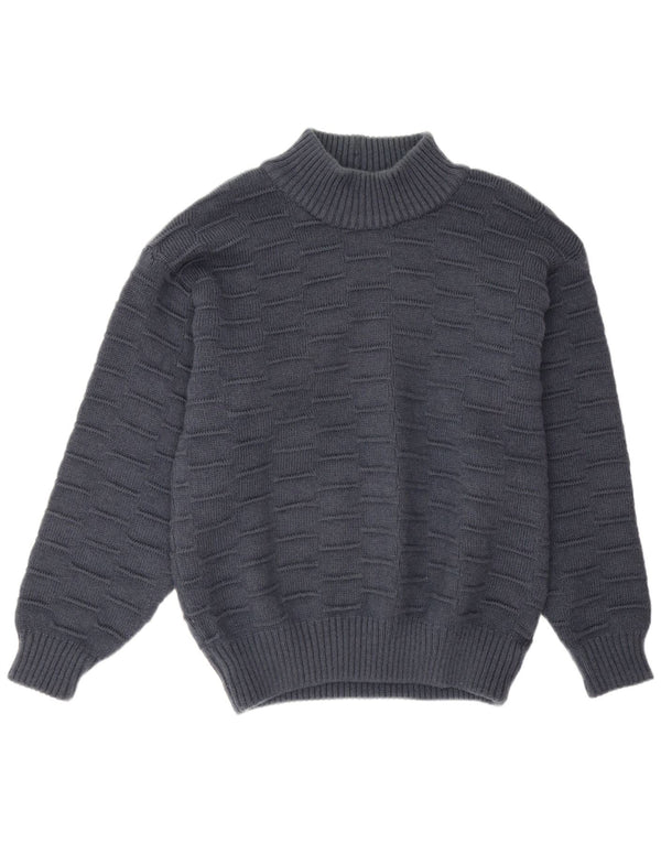 vintage Mens Turtle Neck Jumper Pull XL Bleu Marine