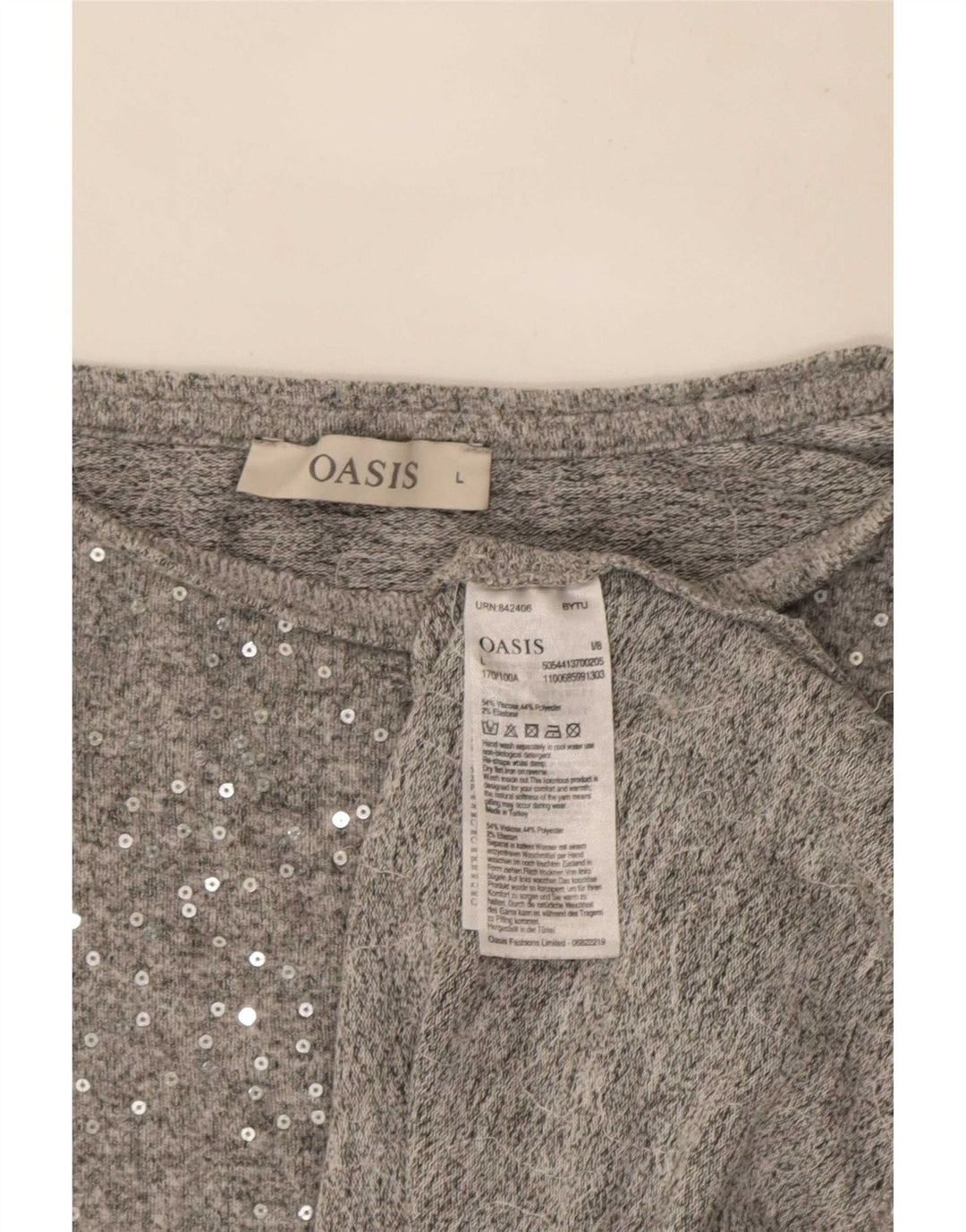 Oasis Chemisier à manches longues pour femme UK 46 Large Gris Viscose