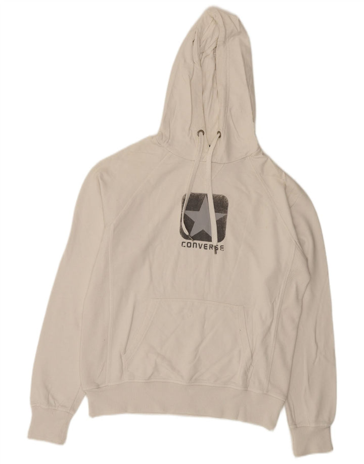 Converse Pull à Capuche Graphique Homme Blanc Moyen Coton