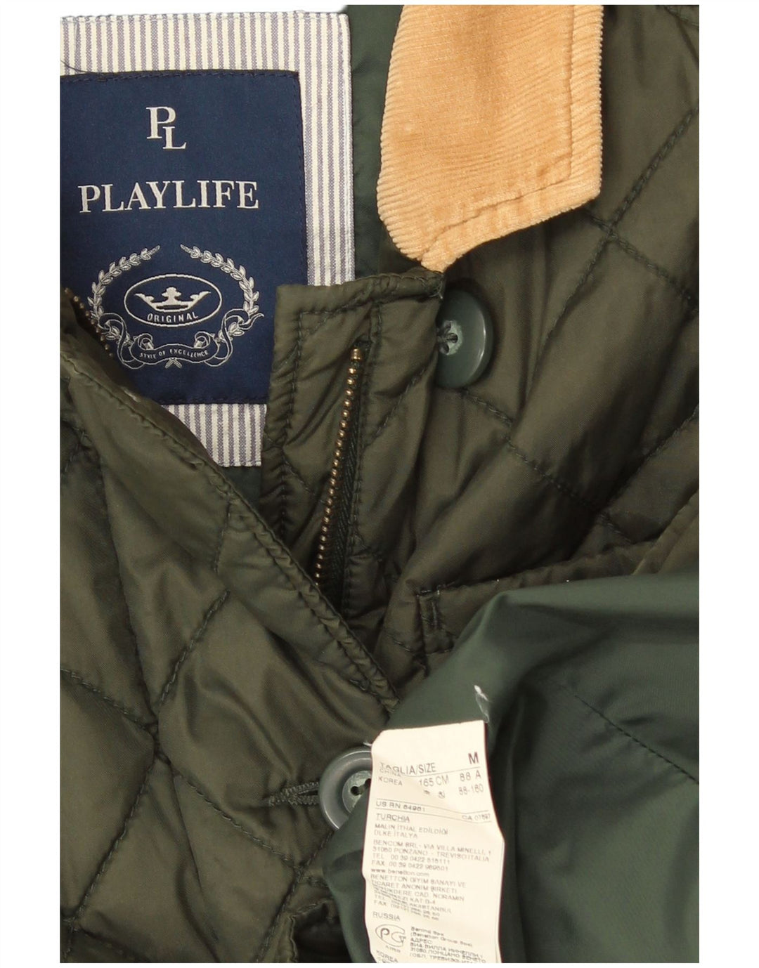 Playlife Veste matelassée pour femme UK 14 Coton kaki moyen