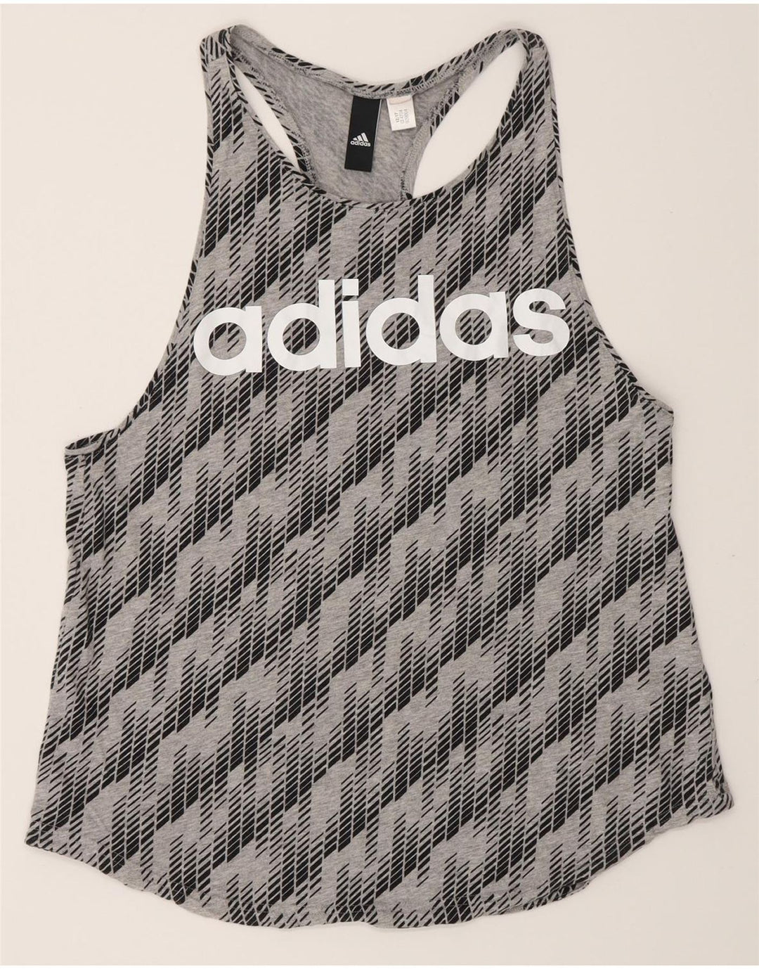 Adidas Débardeur graphique pour femme UK 12 Gris moyen géométrique