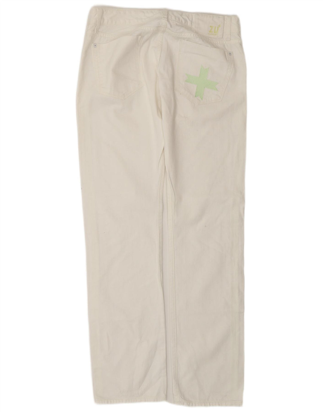 ZU ELEMENTS Jean droit vieilli femme W32 L34 coton blanc