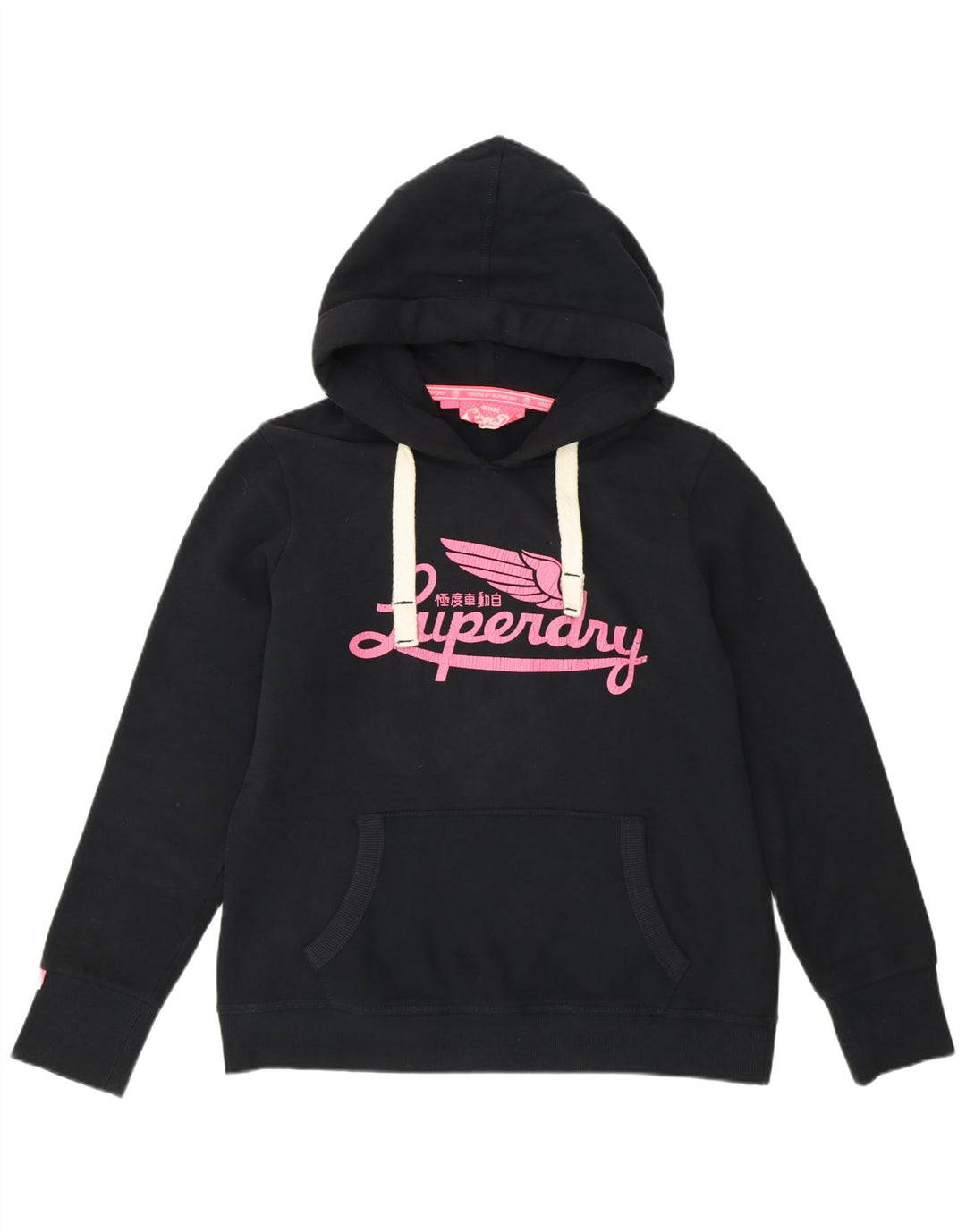 SUPERDRY Pull à capuche graphique pour femme UK 18 XL Noir Coton