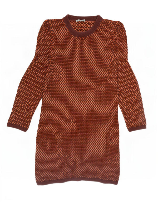Cos Robe pull à manches longues pour femme UK 6 XS Marron géométrique en coton