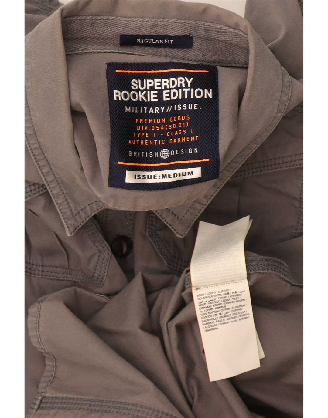 Superdry Chemise Regular Fit Homme Gris Moyen Coton