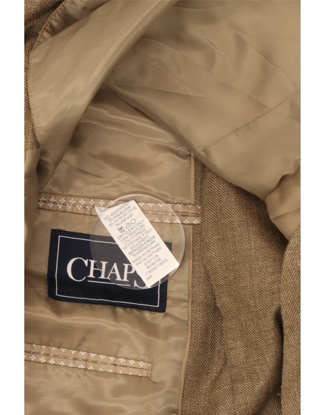 Chaps Veste Blazer 2 Boutons Homme UK 38 Beige Moyen Polyester