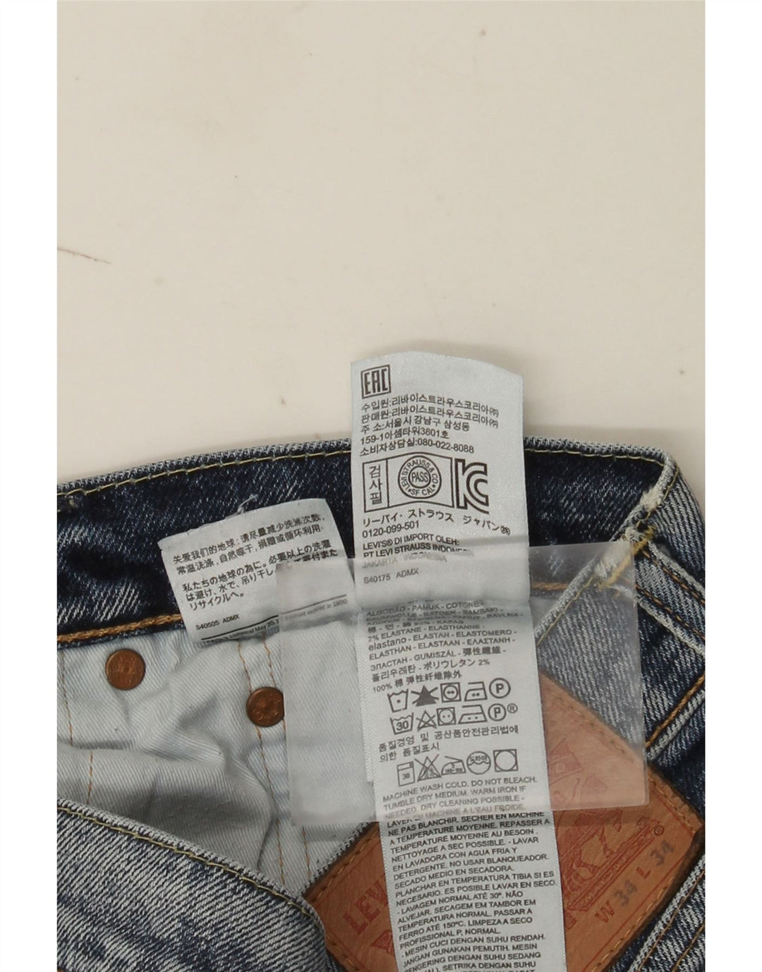 Levi's Short en Jean 502 Homme W34 Large Bleu Coton