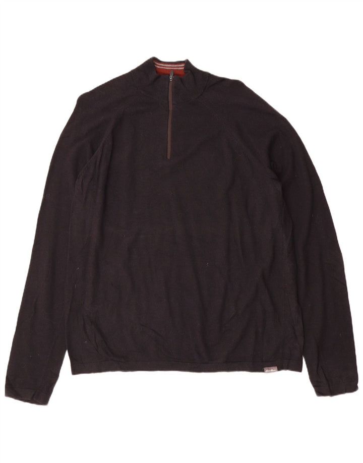 Eddie Bauer Pull à col zippé pour homme Grande rayonne noire