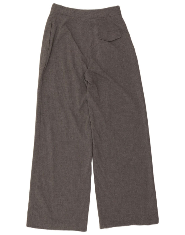 Zara Pantalon décontracté taille haute à jambe large pour femme Petit W26 L31 Gris