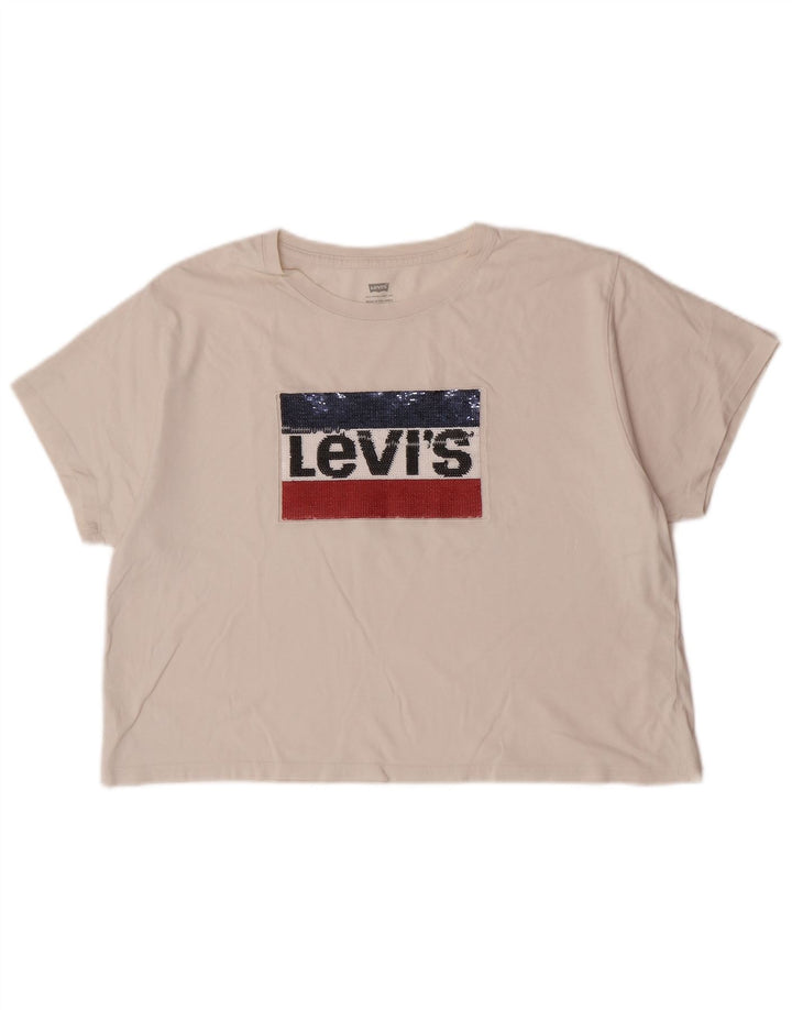 Levi's T-Shirt Graphique Femme UK 14 Blanc Moyen