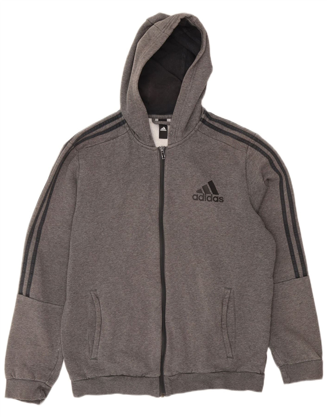 Adidas Pull à capuche zippé pour homme Grand coton gris