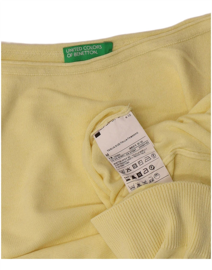Benetton Pull col bateau pour femme UK 12, jaune moyen, coton classique