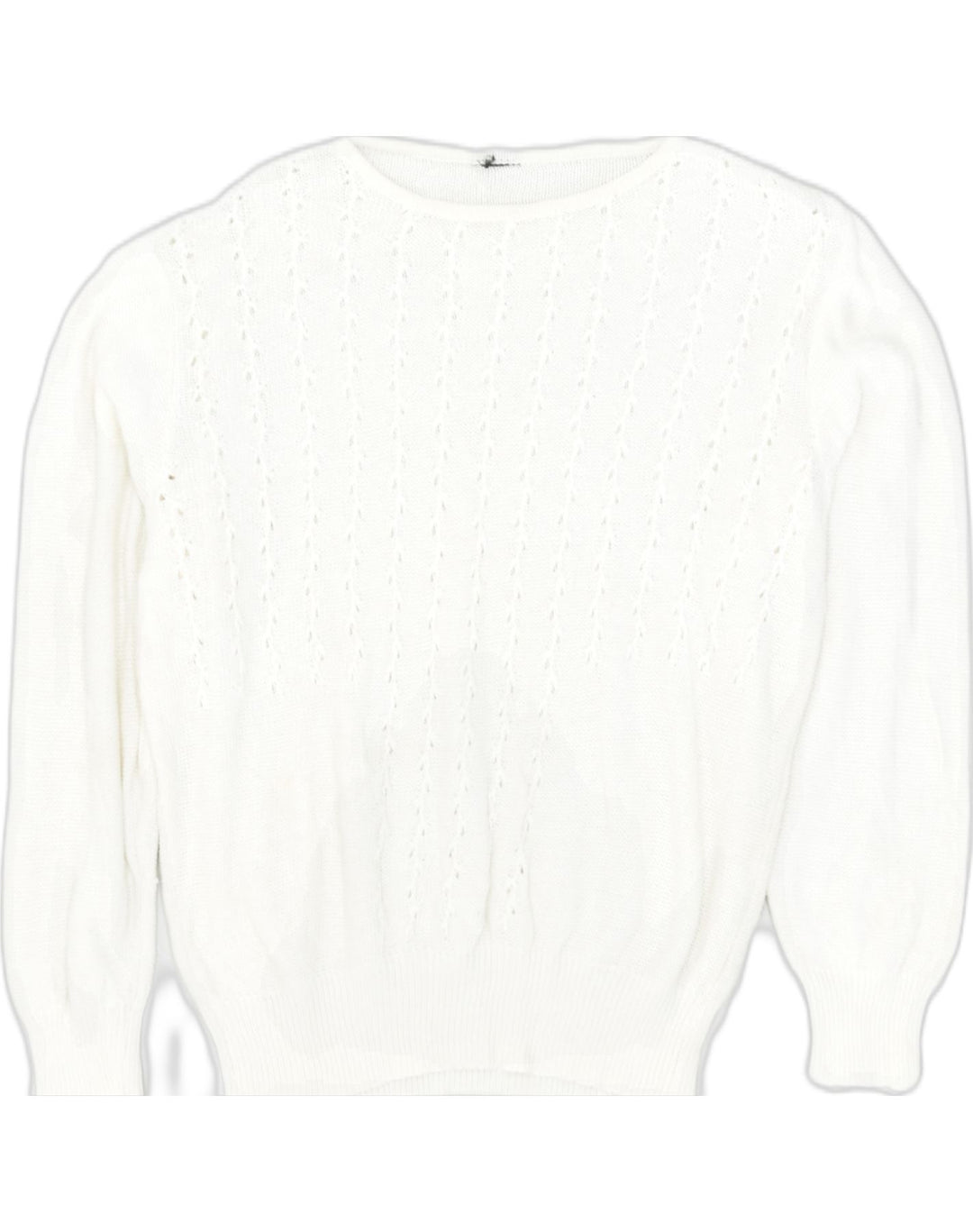 VINTAGE Womens Crew Neck Jumper Sweater UK 10 Small White Cotton | Vintage Vintage | Thrift | Second-Hand Vintage | Used Clothing | Messina Hembry 