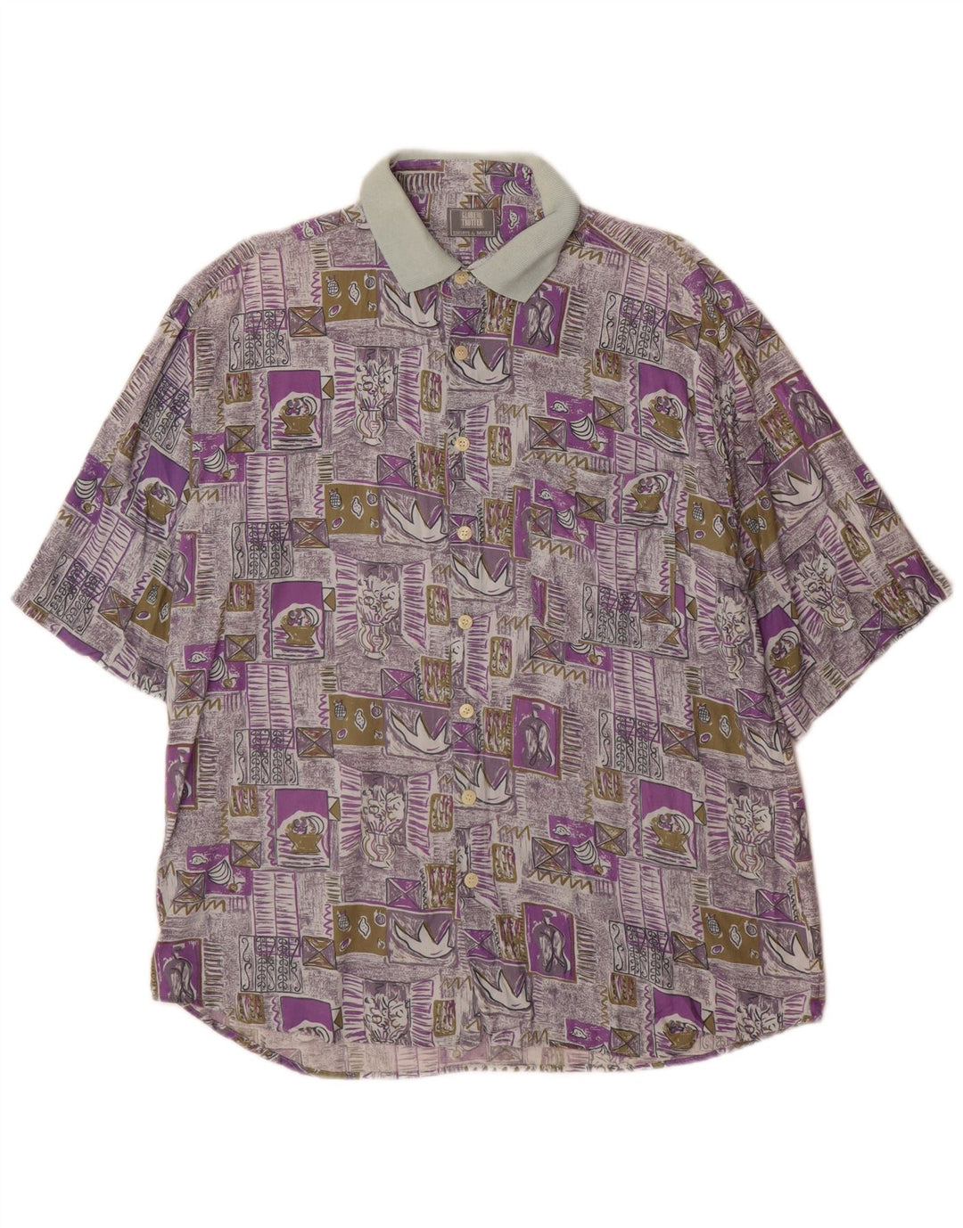 Globe Trotter Chemise à manches courtes pour homme Taille 41/42 Large Multicolore