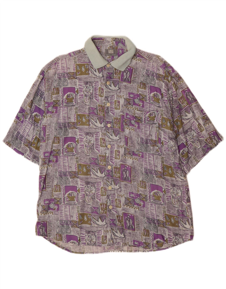 Globe Trotter Chemise à manches courtes pour homme Taille 41/42 Large Multicolore