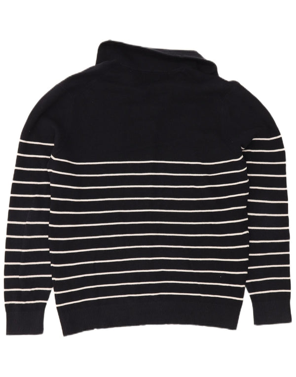 MASSIMO DUTTI Pull Col Zippé Homme XL Bleu Marine Rayé Coton