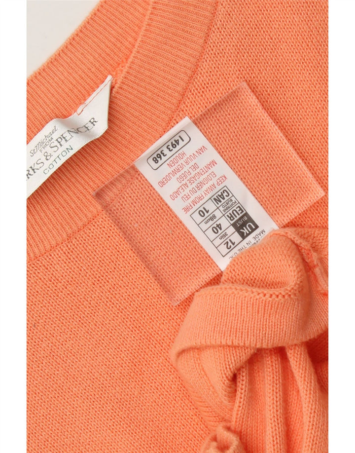 MARKS & SPENCER Womens Boat Neck Jumper Sweater UK 12 Medium Orange Vintage Marks & Spencer and Second-Hand Marks & Spencer from Messina Hembry 