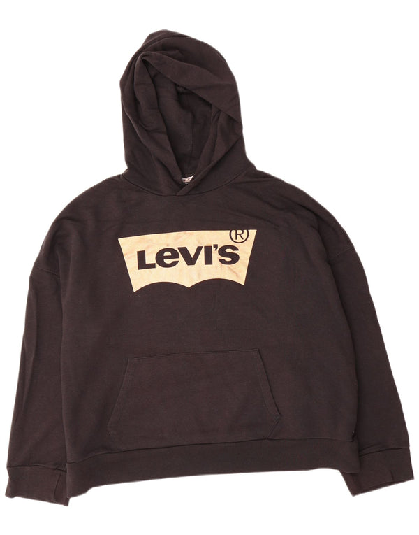 Levi's Pull à capuche graphique surdimensionné pour femme UK 16 Large Noir Coton