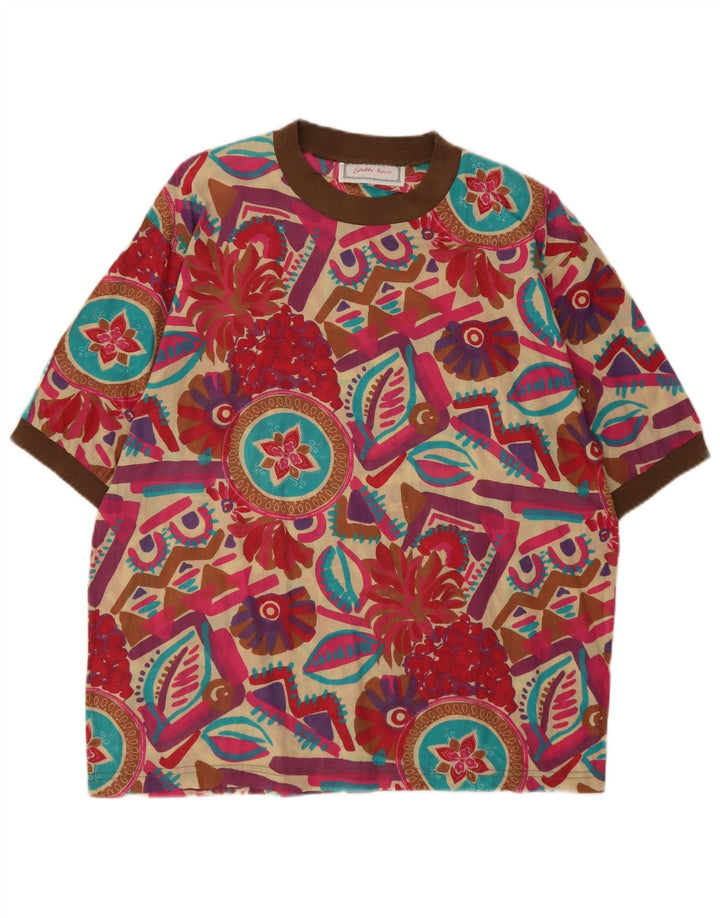 vintage Womens Blouse Top UK 16 Grand Géométrique Multicolore