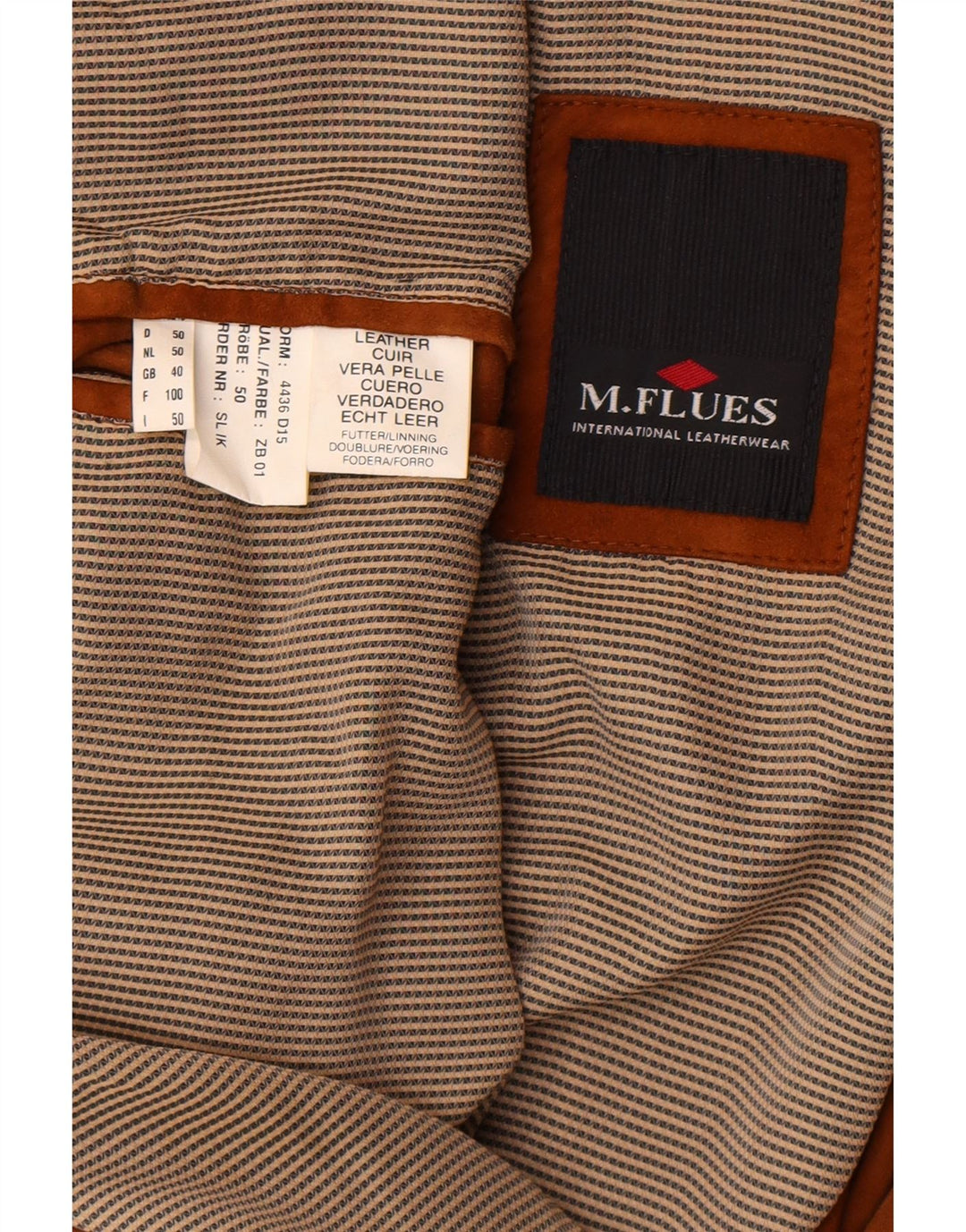 M. Flues Veste bomber en daim pour homme UK 40 Grand cuir marron