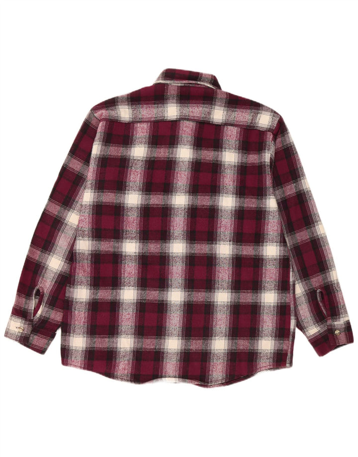 vintage Chemise en flanelle pour hommes Grand coton à carreaux bordeaux