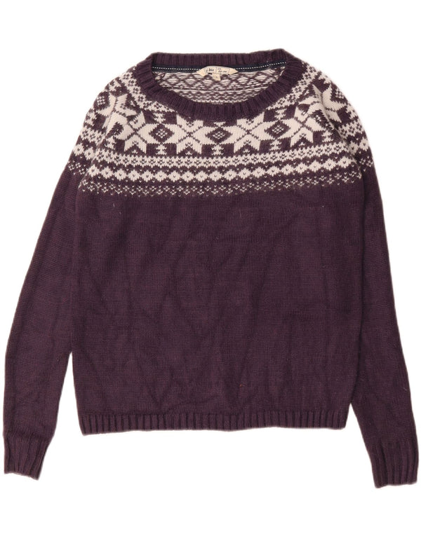 Fat Face Pull surdimensionné à col bateau pour femme UK 6 XS Violet Fair Isle