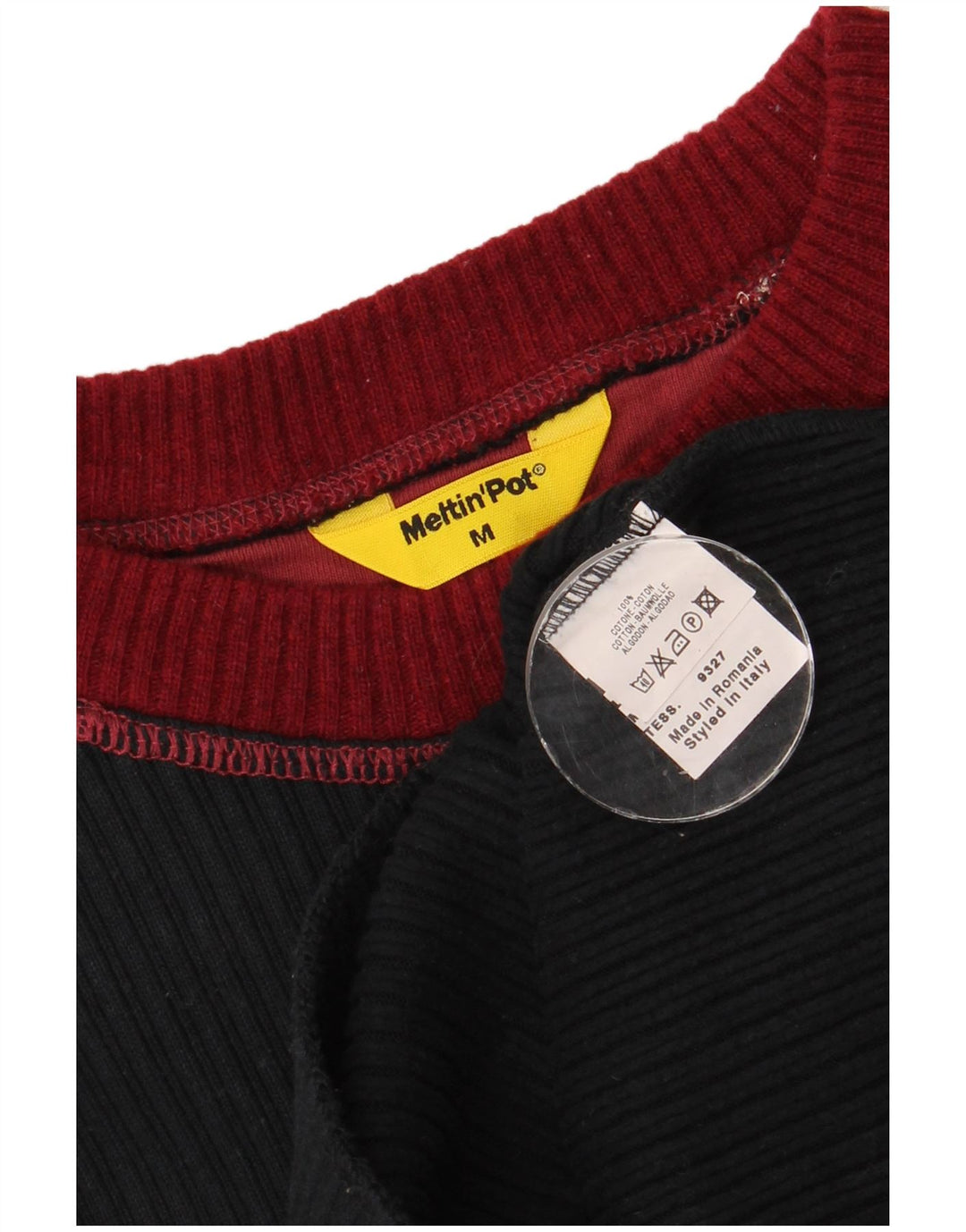 Meltin' Pot Haut Homme Manches Longues Coton Colorblock Noir Moyen