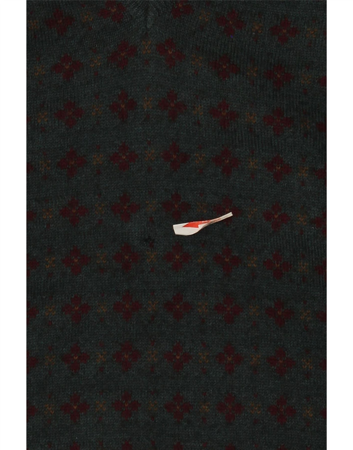 Il Granchio Pull Col V Homme Vert Moyen Laine Fair Isle