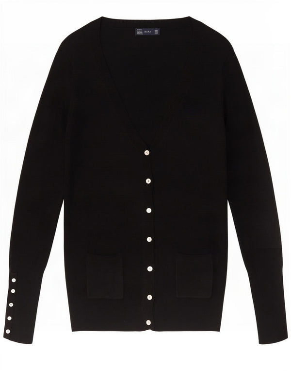 Zara Womens Cardigan Sweater UK 16 Large Rayonne Noire