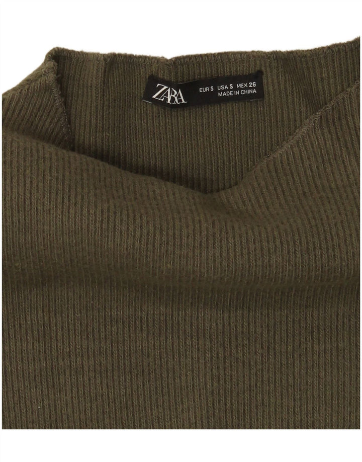 Zara Pull surdimensionné à col roulé pour femme UK 10 Petit Kaki