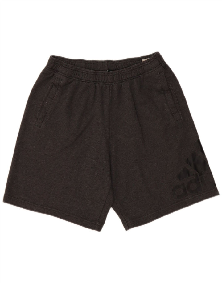 Adidas Short de Sport Graphique Homme Gris Moyen Coton