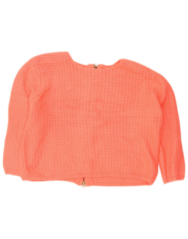 Zara Cardigan court surdimensionné à manches 3/4 pour femme UK 10 Petit Orange