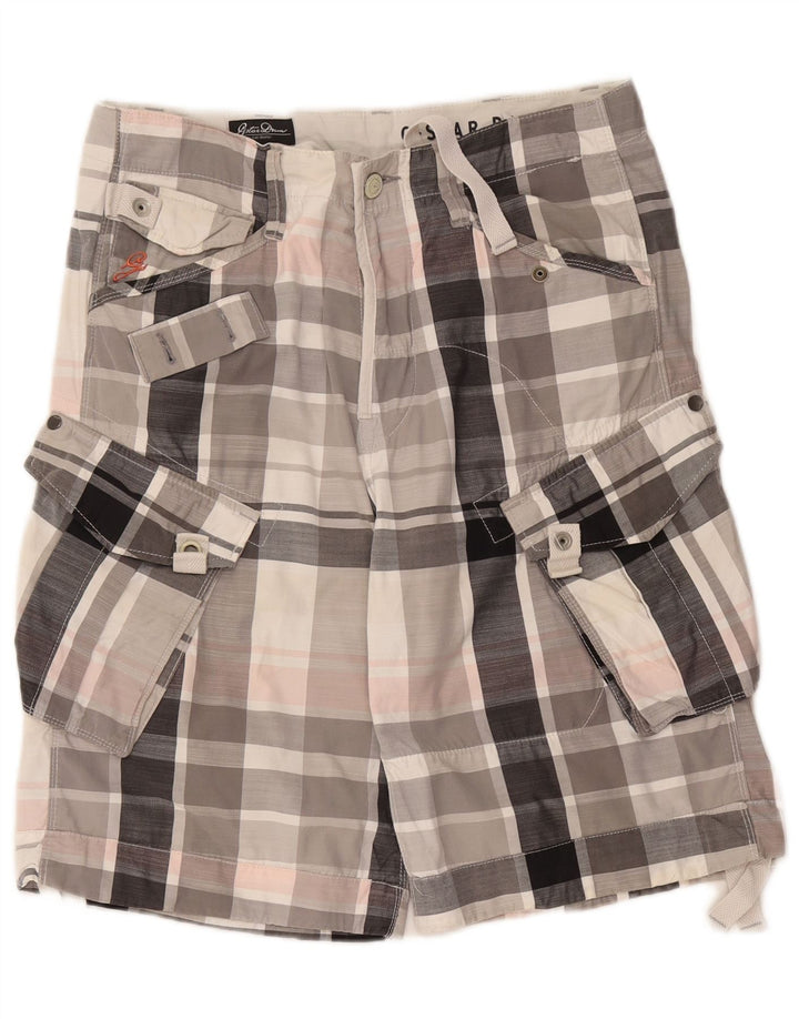 G-Star Short Cargo Graphique W31 Homme Gris Moyen à Carreaux Coton