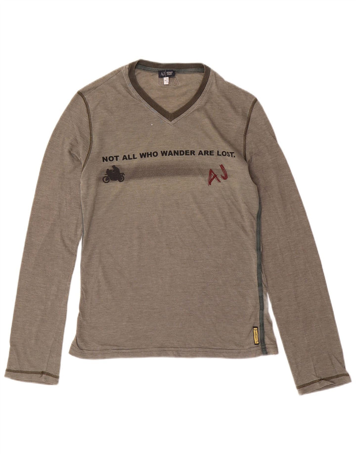 ARMANI JEANS Haut graphique à manches longues pour homme en coton gris petit