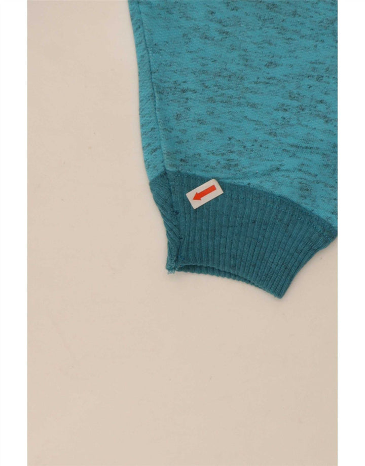 vintage Mens Graphic Zip Neck Sweatshirt Jumper Grand Bleu Moucheté