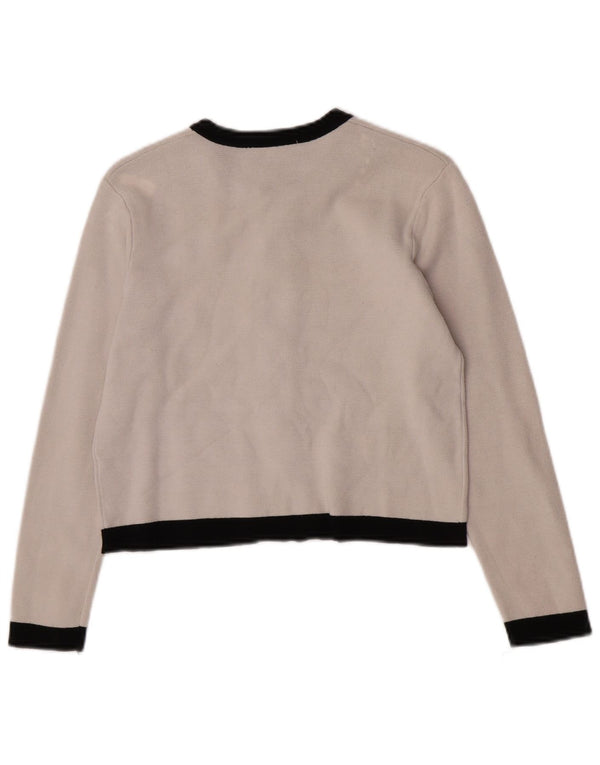 Zara Womens Crop Full Zip Cardigan Sweater UK 12 Medium Blanc Colorblock